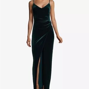 Betsy & Adam Dark Green Velvet Maxi Dress